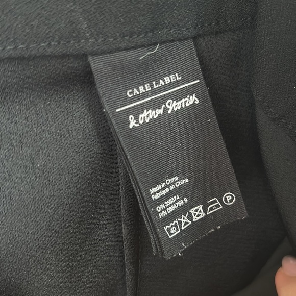 & Other Stories wide leg belted trousers high rise size 4 small black - Picture 5 of 7